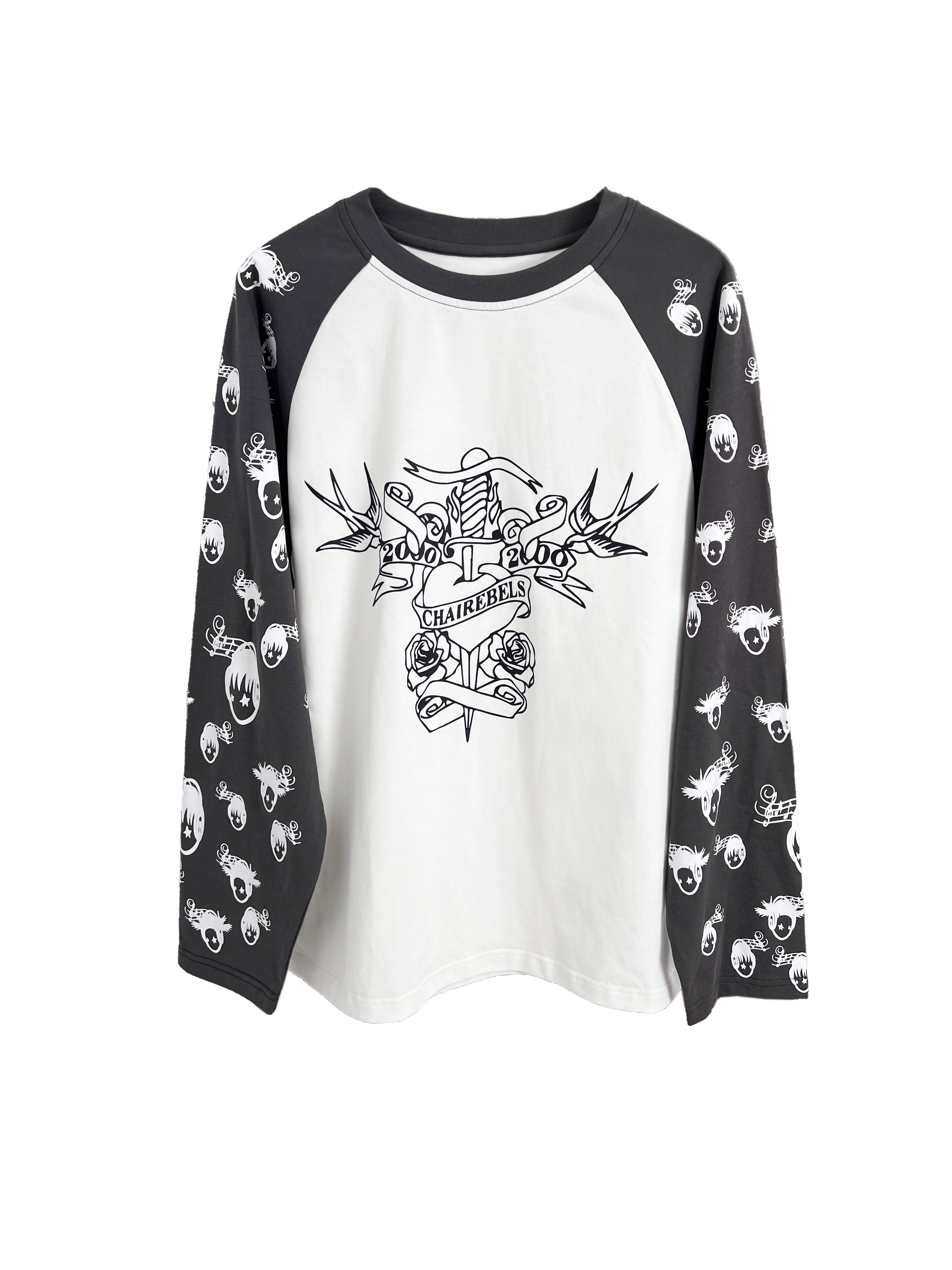 CHAI Music Note Avatar Printing Contrasting Colors Loose Long Sleeves