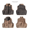 CENSMADE Embroidered Mink Imitation Rabbit Hair Plaid Double-sided Vest