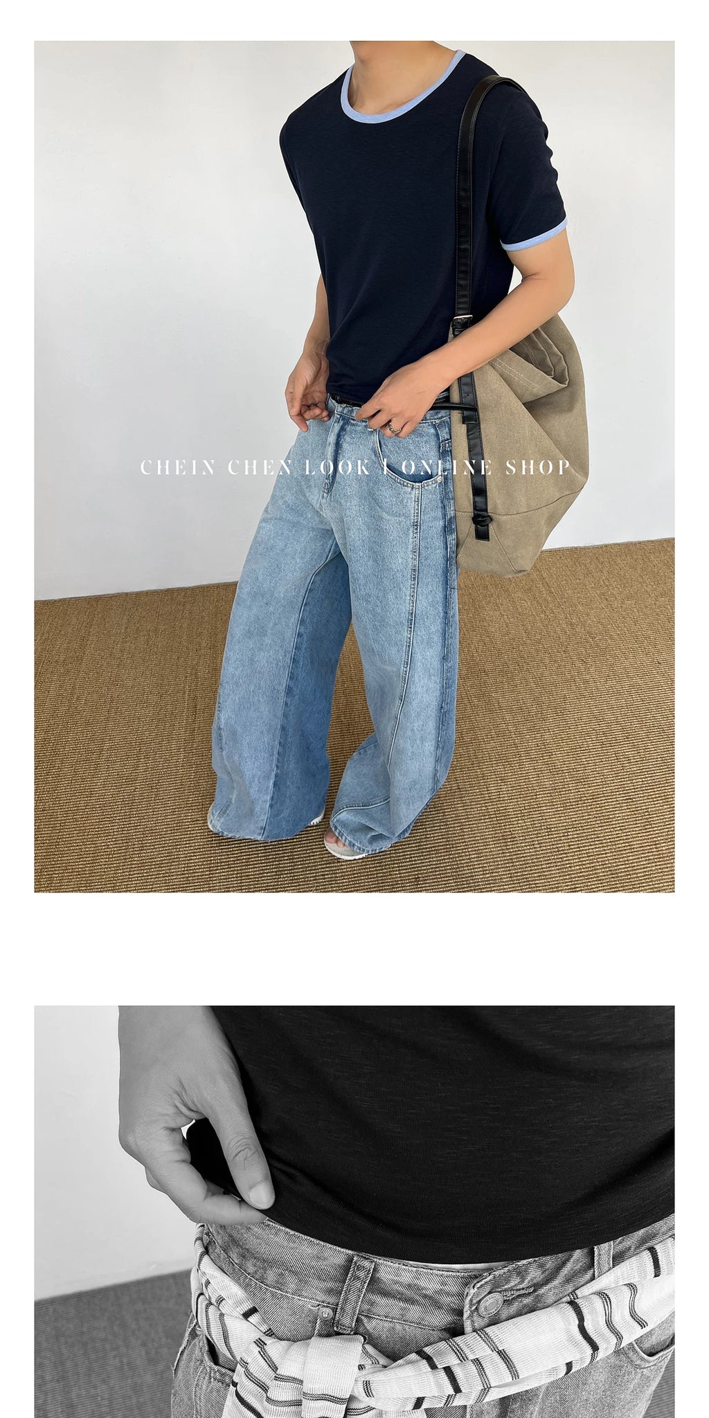 Chein Retro Color Matching Loose Lazy Versatile Tee