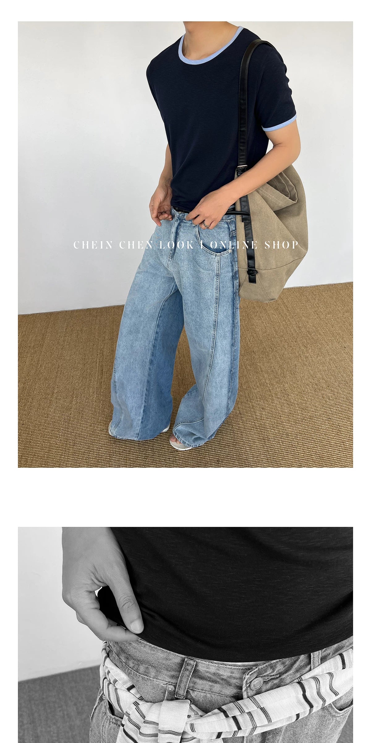 Chein Retro Color Matching Loose Lazy Versatile Tee