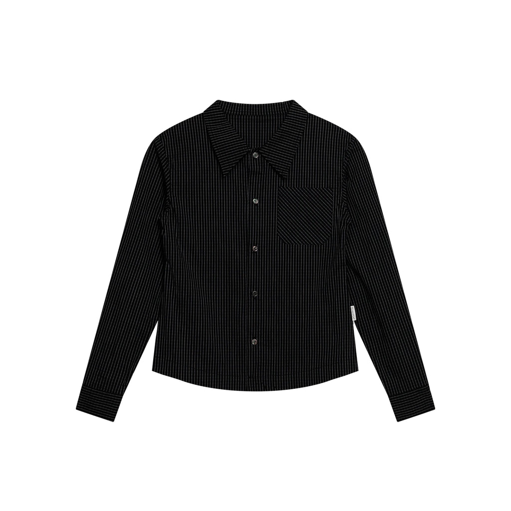 FUNKYFUN Fine Plaid Slim-fit Small Long-sleeved Shirt