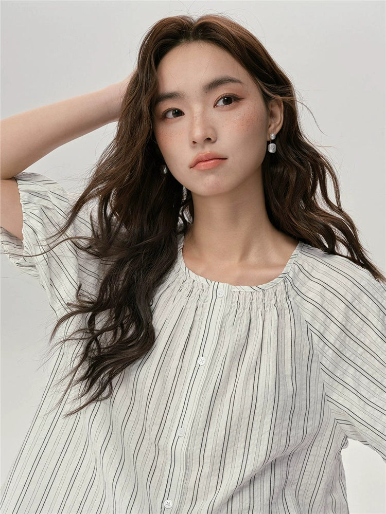 Giordano Loose Round Neck Seersucker Tee