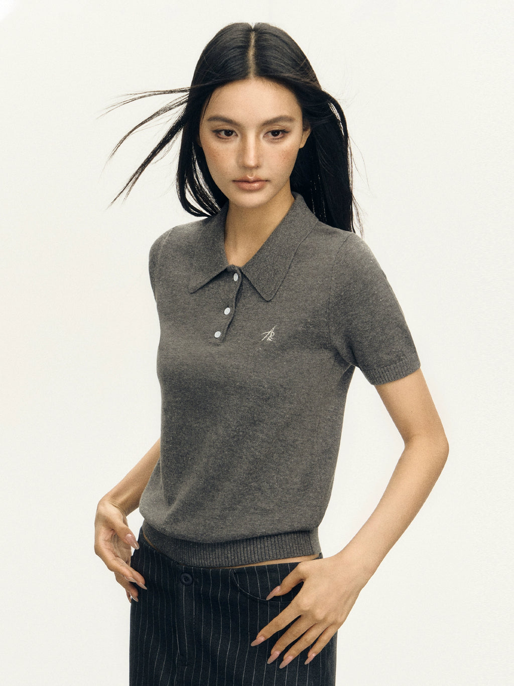 Ariseism Vintage Polo Collar Slim Knitted Tee