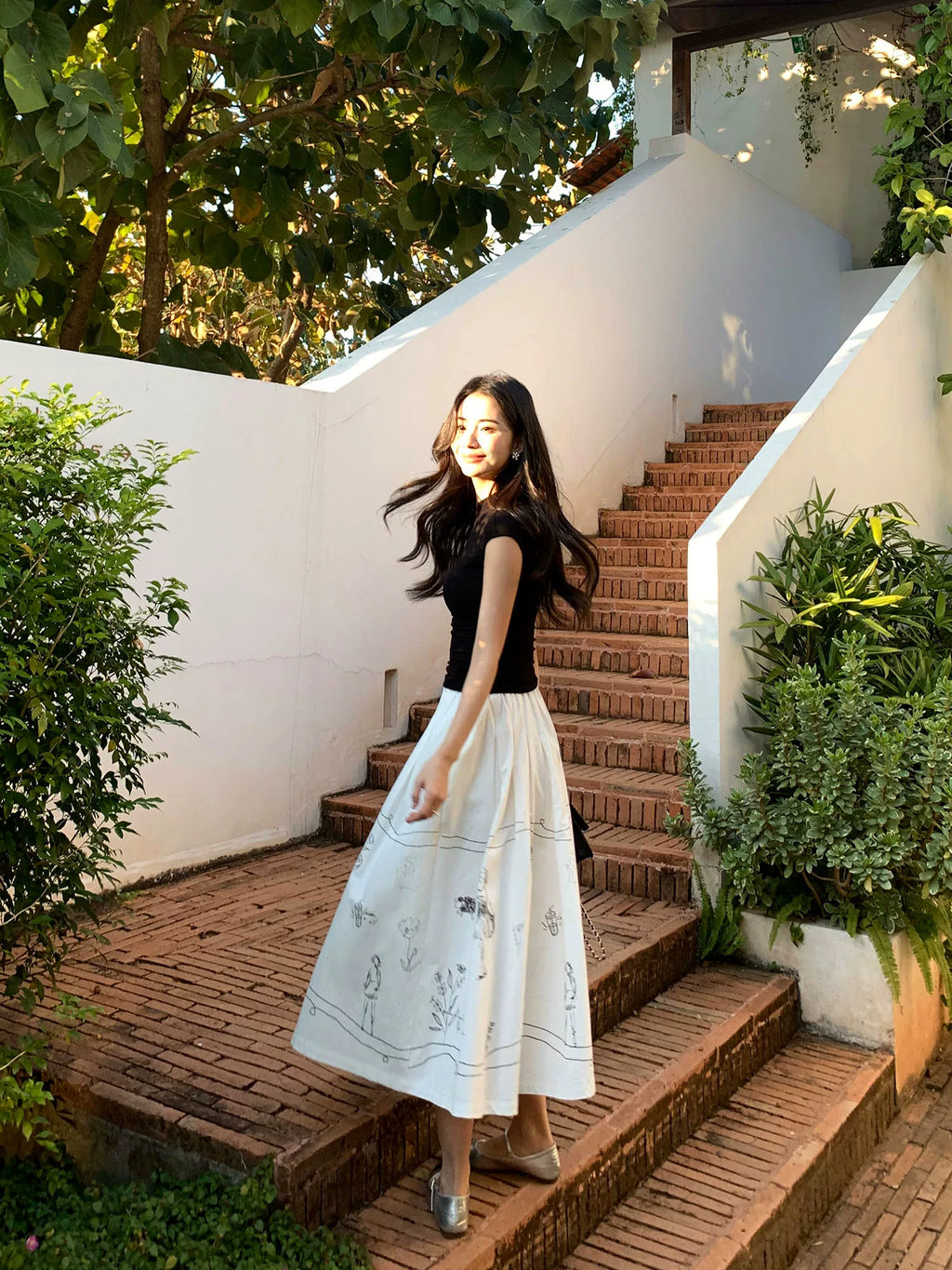 Pusumede Fun Graffiti Loose Skirt