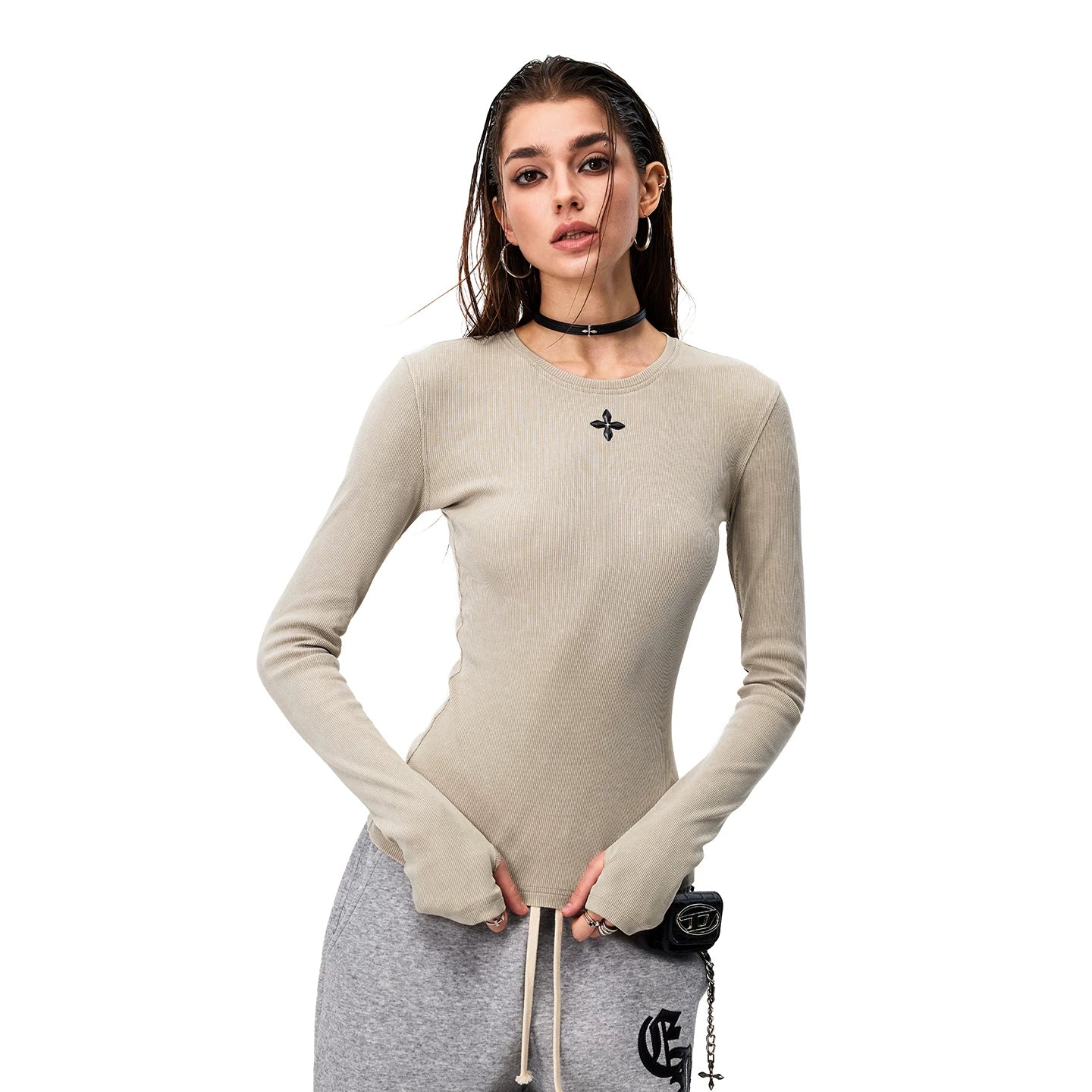 0123Start Vintage Slim Fit Front Shoulder Long Sleeves