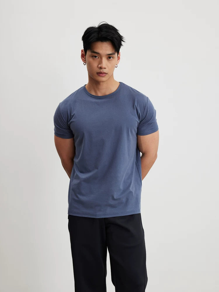 AFTERGLOW Crew Neck Front Shoulder Casual Tee