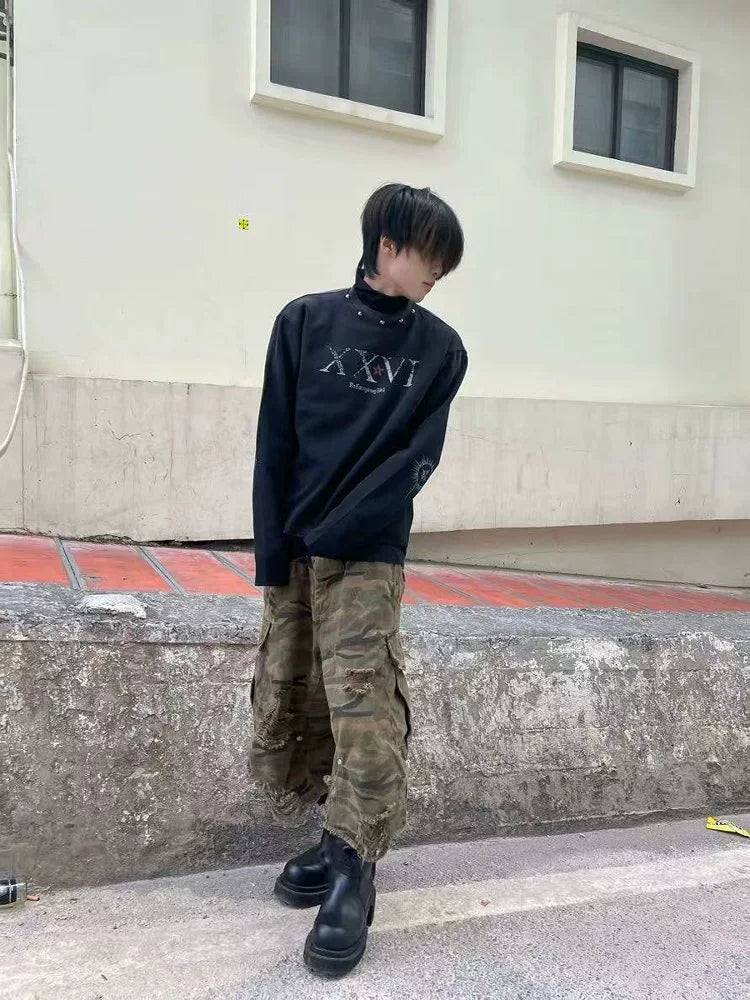 DETW 25SS Washed Diablo "XXVI" Basic Rivet Long Sleeve Shirt Tee