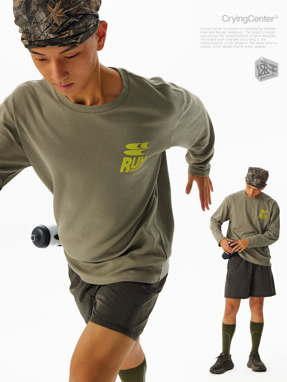 CryingCenter Quick Drying Breathable Waffle Loose Long Sleeve