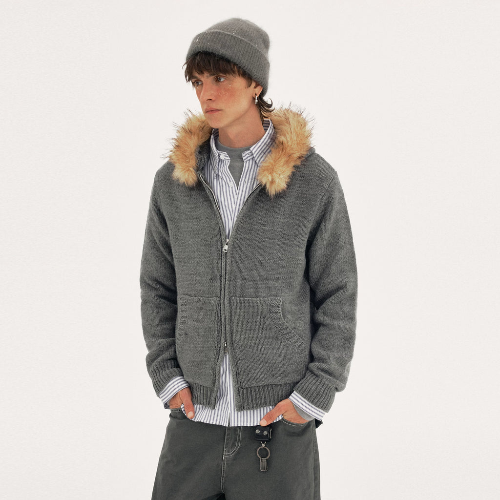 MADWITCH Vintage Hooded Knitwear Jacket