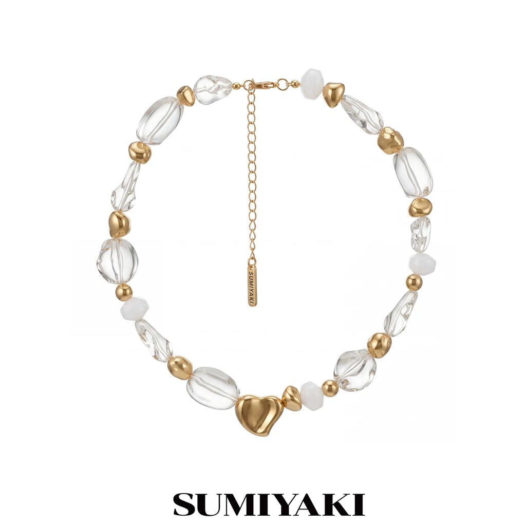 SUMIYAKI Niche Transparent Crystal Necklace