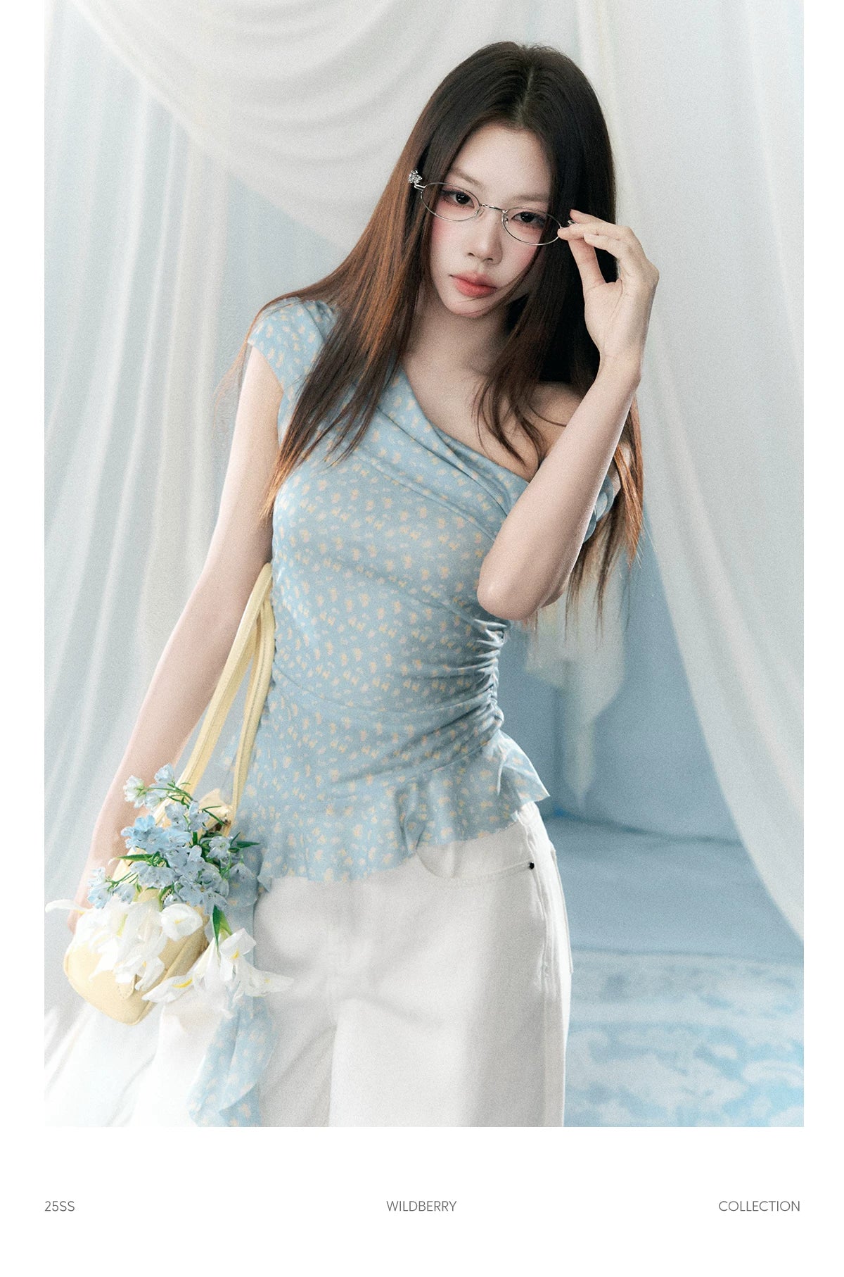 Wildberry Slanted Shoulder Slim and Thin Versatile Tee (Clearance)