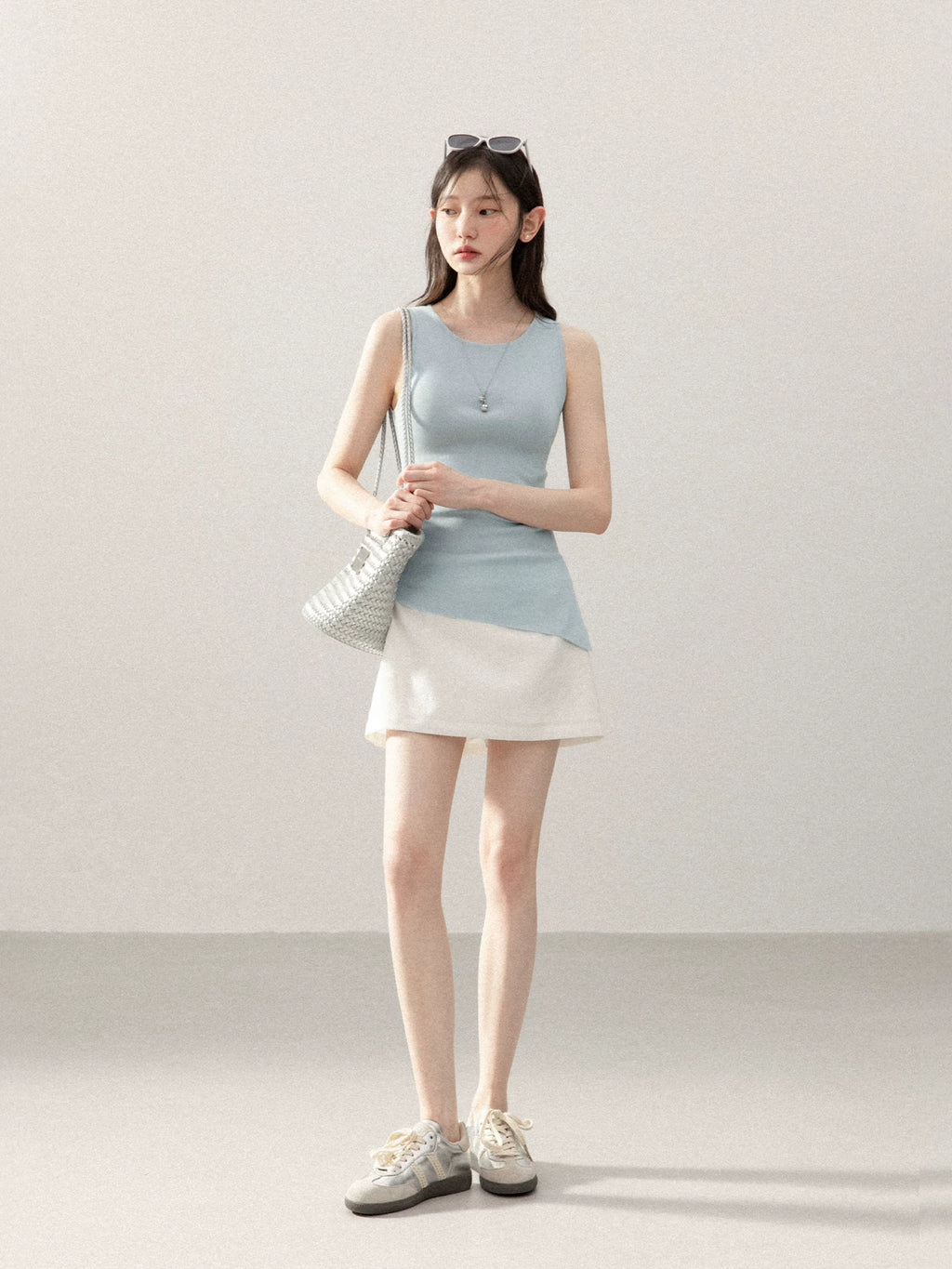 Cantonstory Crew Neck Waist Sleeveless Sling Vest