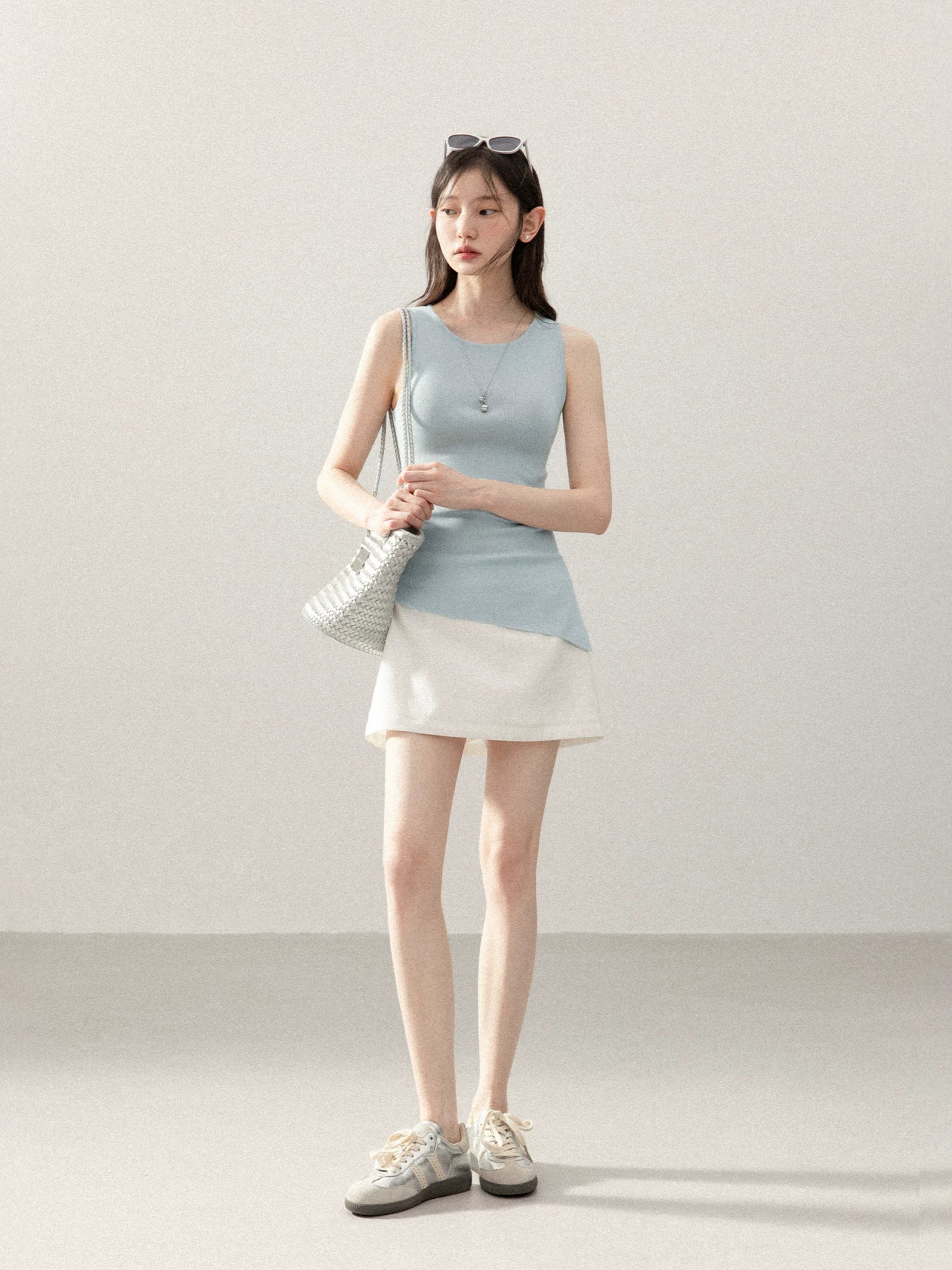 Cantonstory Crew Neck Waist Sleeveless Sling Vest