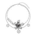 1JINN Retro Metal Three-dimensional Flower Double-layer Clavicle Chain