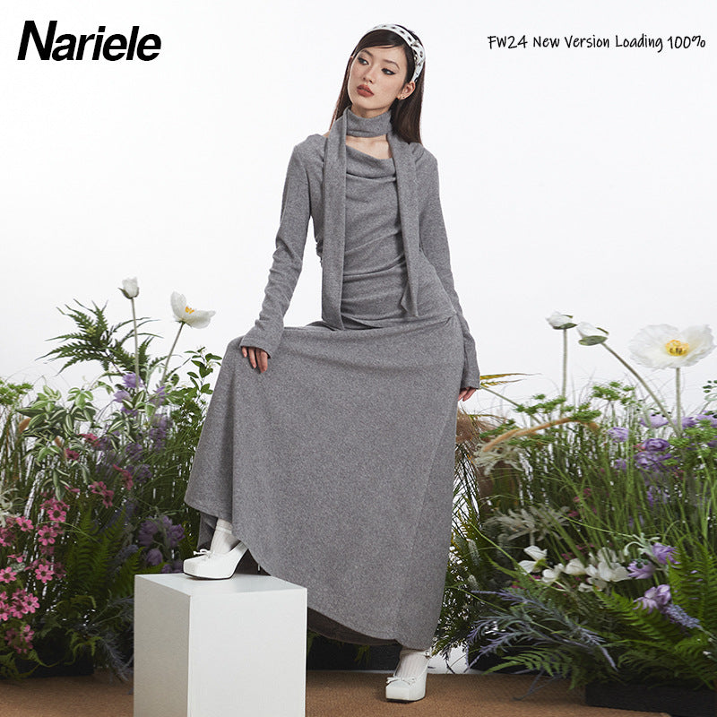 Nariele Premium Temperament Scarf Slim Fit Skirt