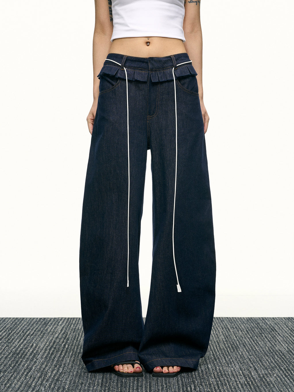Aaisup Fungus Edge Loose Straight Pants Wide Leg Pants
