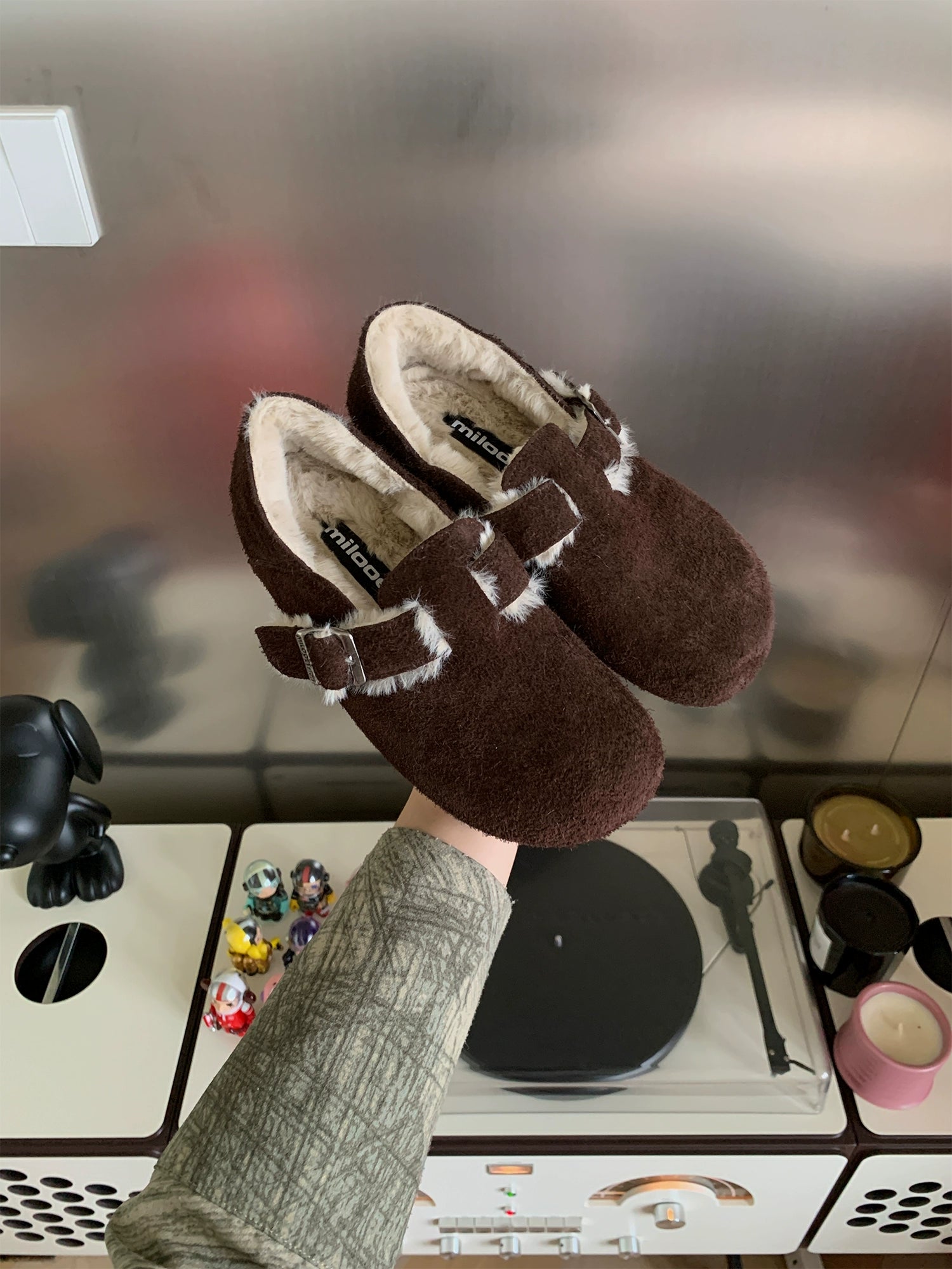 Milooey Flat-bottomed Fleece All-inclusive Soft-soled Shoes