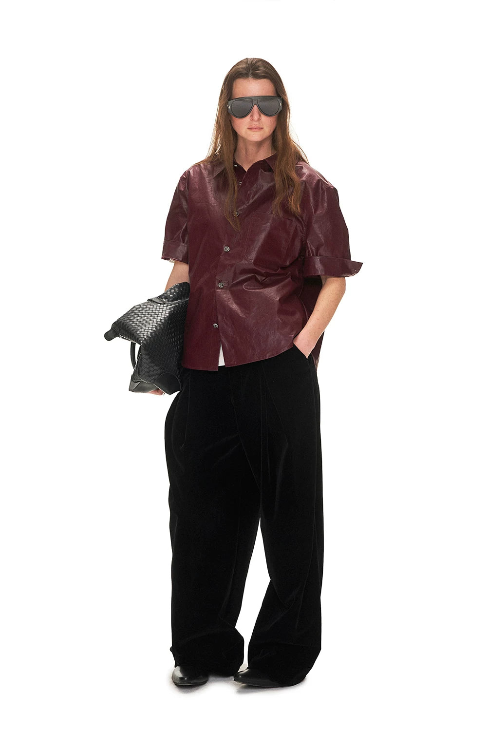 ANTERIOR LOVED Leather Texture Waterproof Short-sleeved Shirt