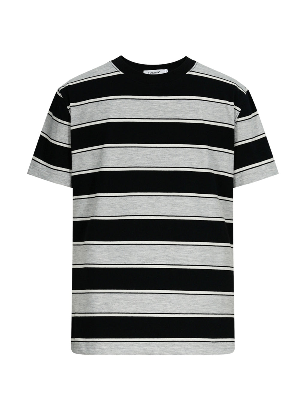 FUNKYFUN UNISEX Contrast Striped Front Shoulder Tee