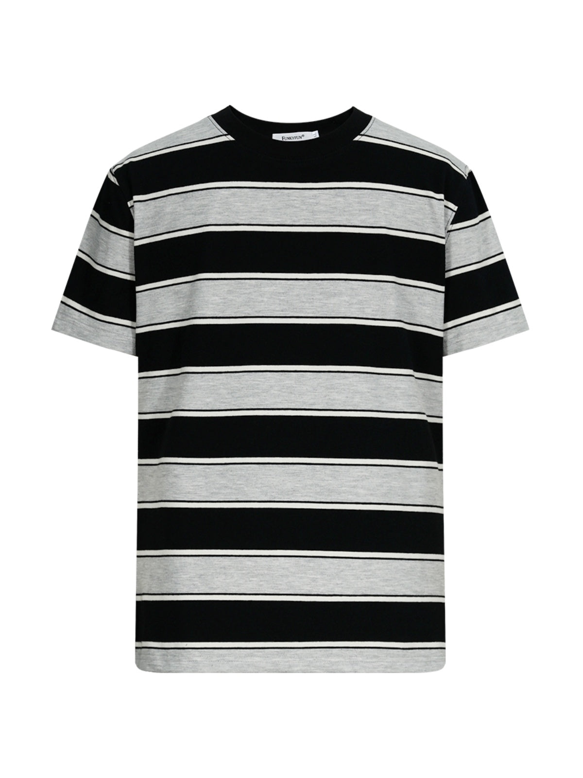 FUNKYFUN UNISEX Contrast Striped Front Shoulder Tee