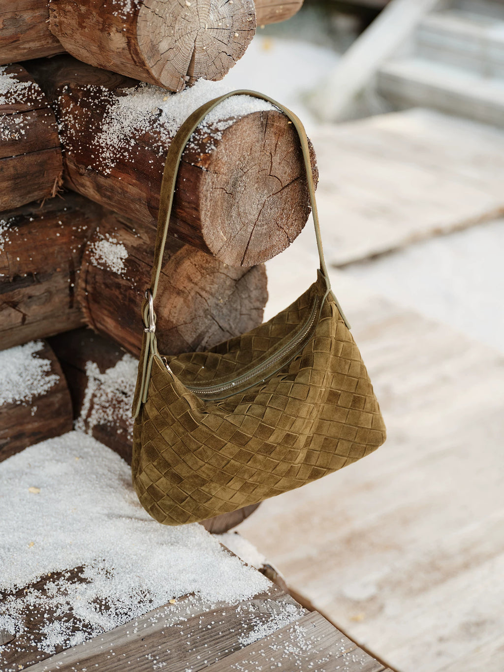 AVALEA Vintage Suede Woven Shoulder Messenger Bag