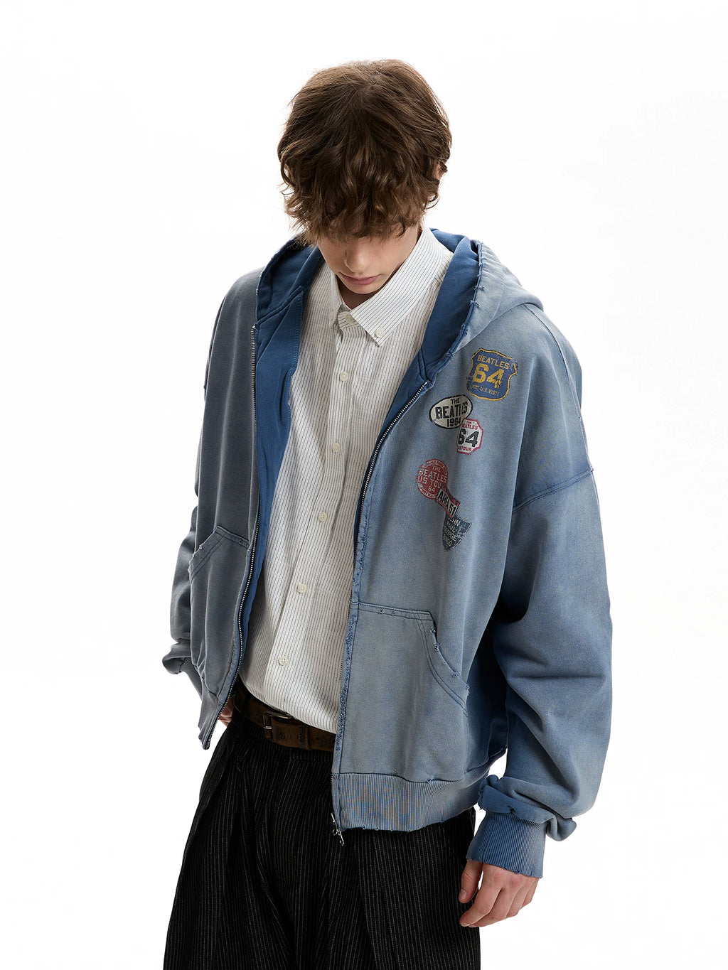 A PUEE Vintage Make Old Label Printed Hooded Sweater