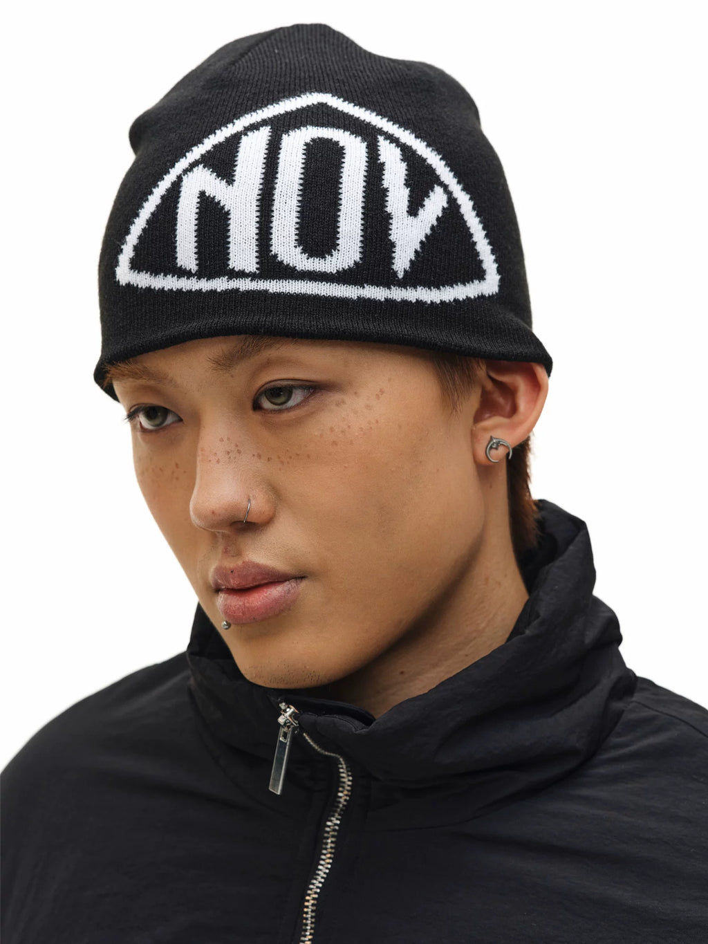 NOVACAM Jacquard LOGO Contrasting Color Knitted Wool Cold Hat