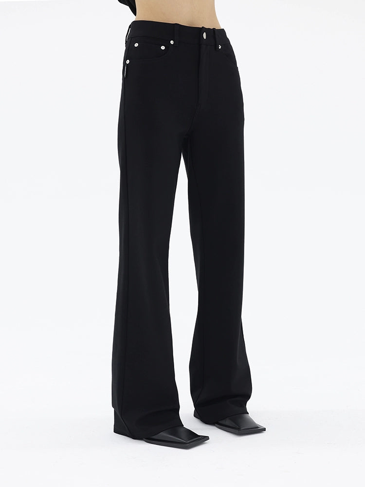 FUZZYKON Simple Casual Straight-leg Pants
