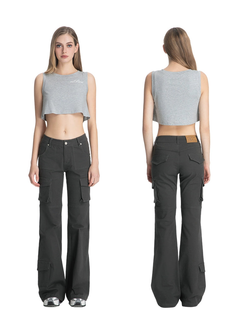 ABMY retro multi-pocket heavy industry micro-pull trousers