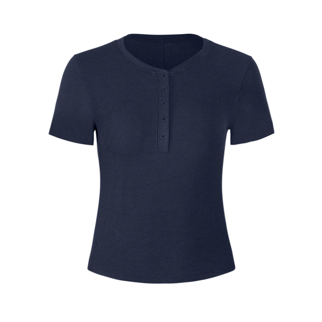 Athena Lulu Ribbed Button Naked Breathable Yoga Suit Tee