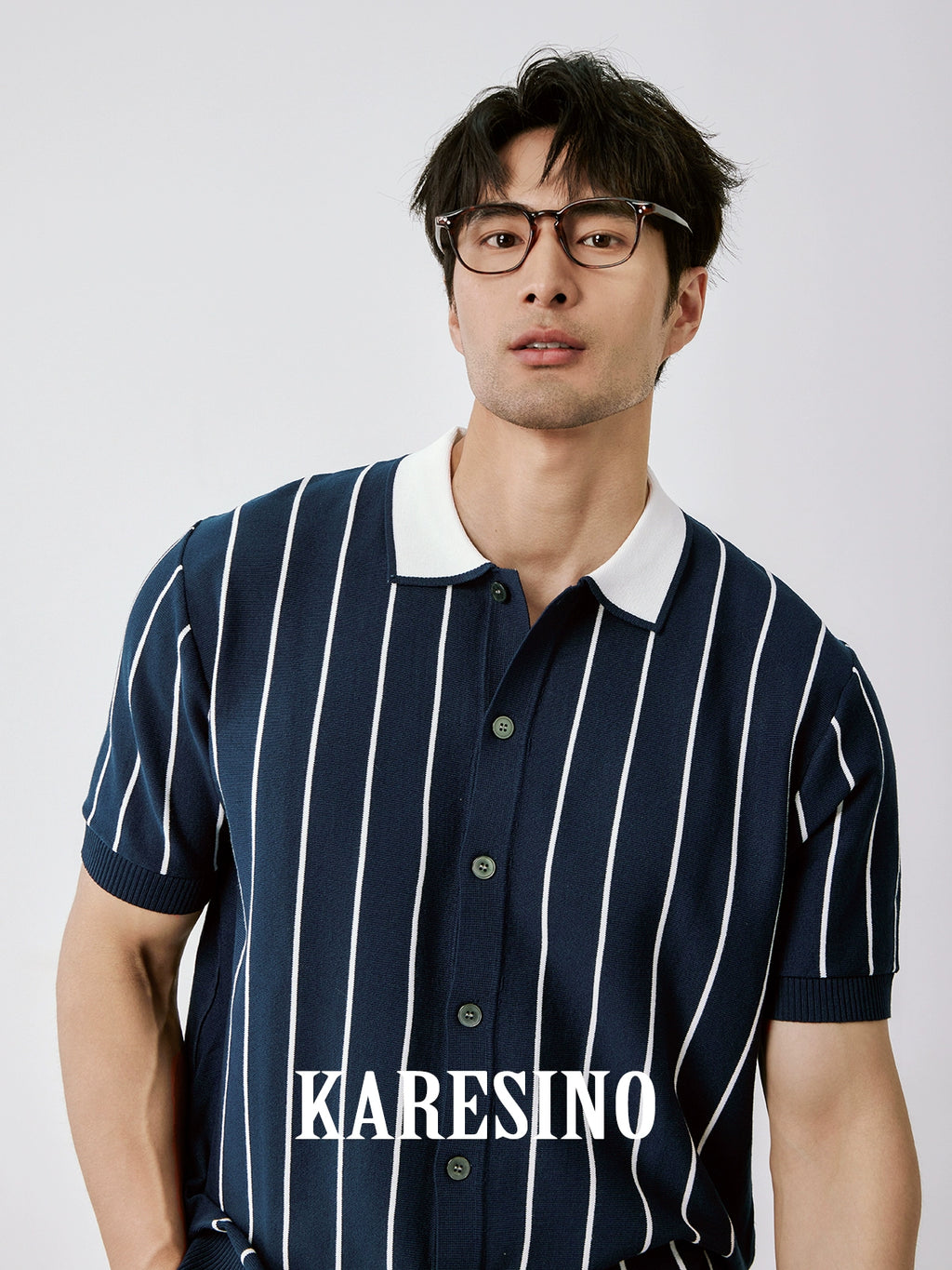 KARESINO Casual Striped Ice Silk Knitted Sweater