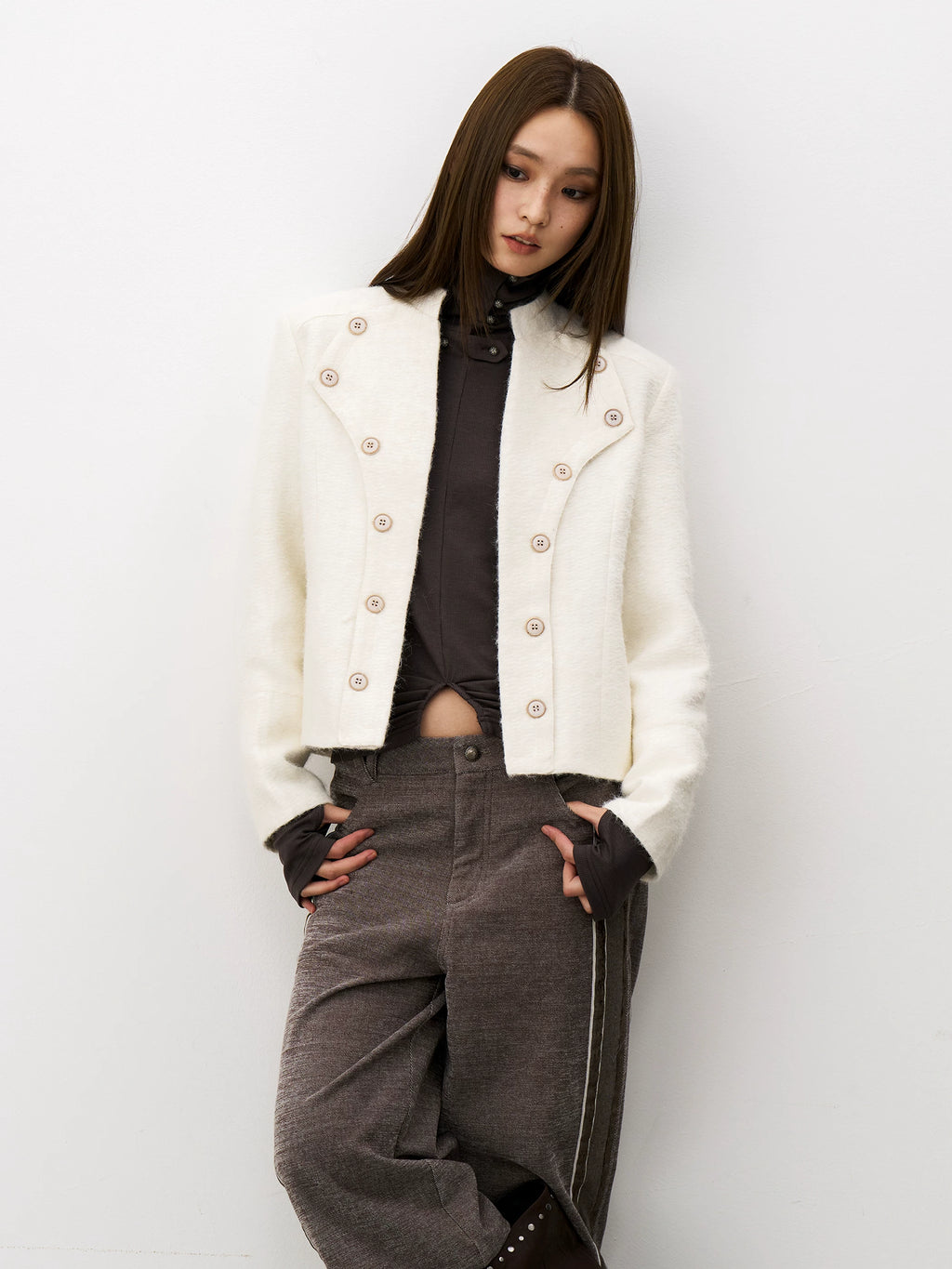 THELIGHT Double-breasted Stand-up Jacket
