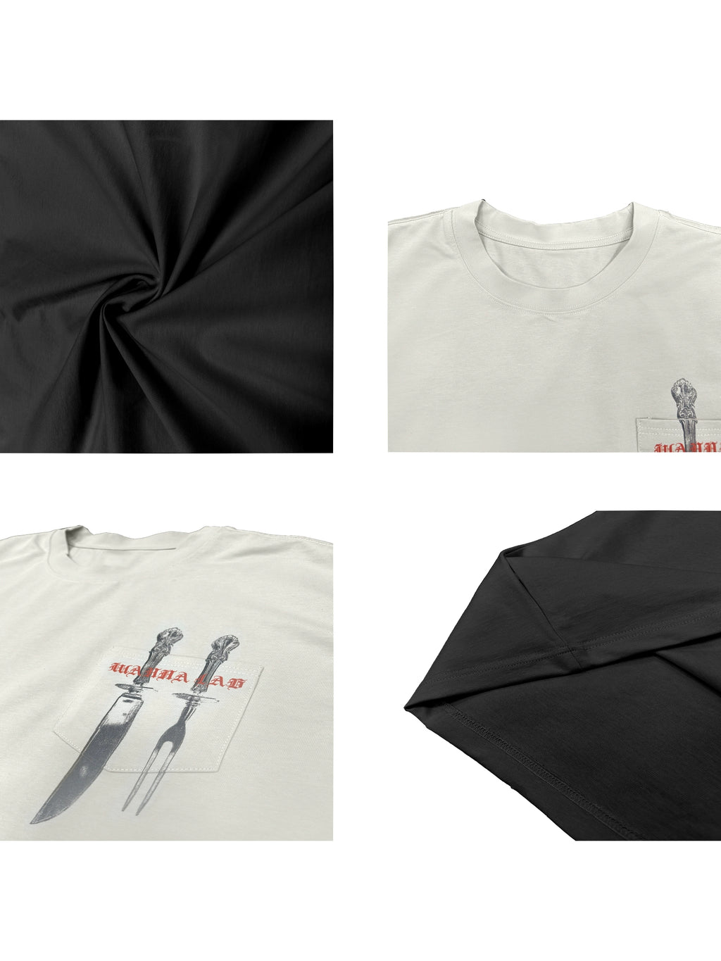 WANNA LAB Knives and Forks Tableware Printed Pockets Short Sleeves