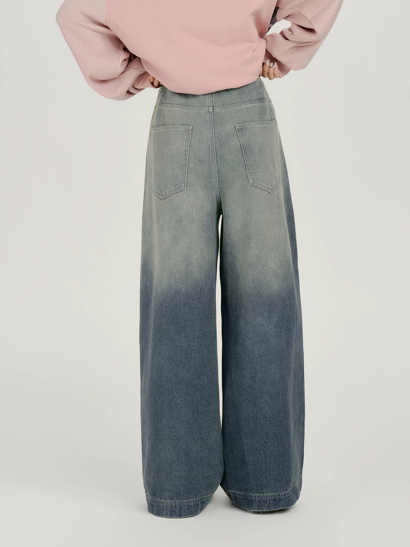 Girlyhalo Vintage Hot Diamond Make Old Wide Leg Jeans
