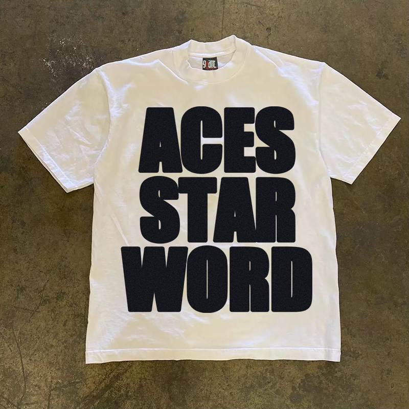 UPUPXIA Large Letter Print Fashion Loose Tee