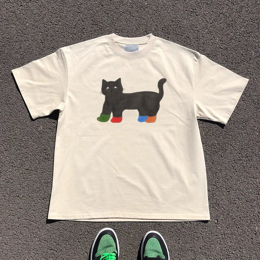 Wang Youbing Studio! Cat 220g 100% Cotton Tee