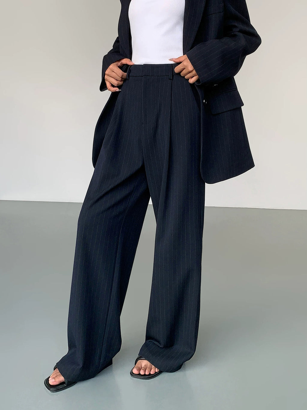 Ousph Straight Casual Loose Wide-leg High-waisted Trousers