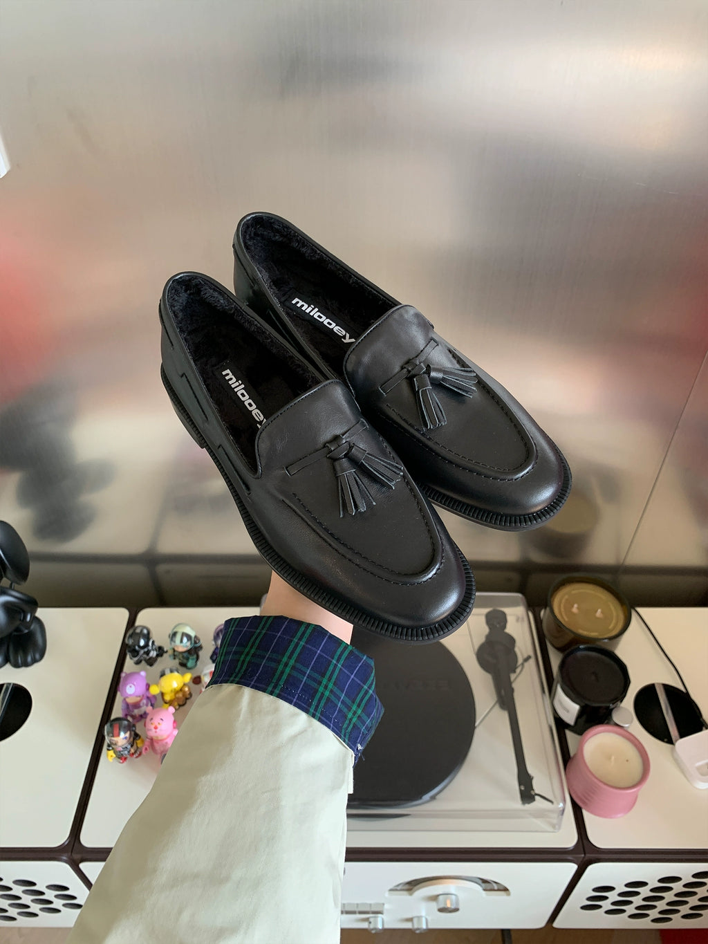 Milooey Leather Suede Fringed Loafers