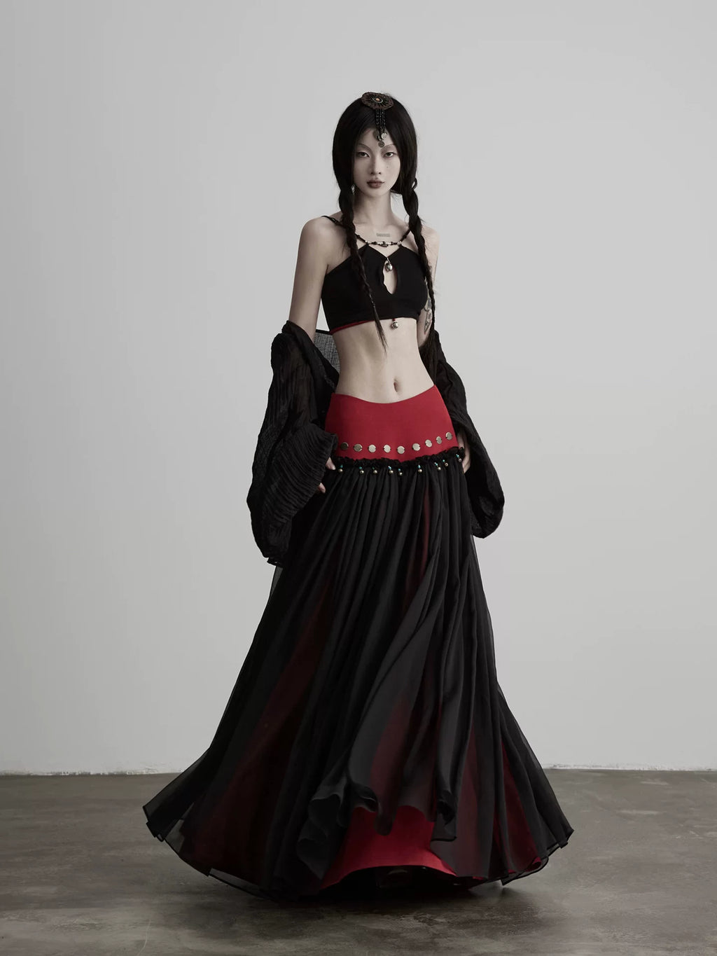 INDULGE Mesh Stitching Skirt