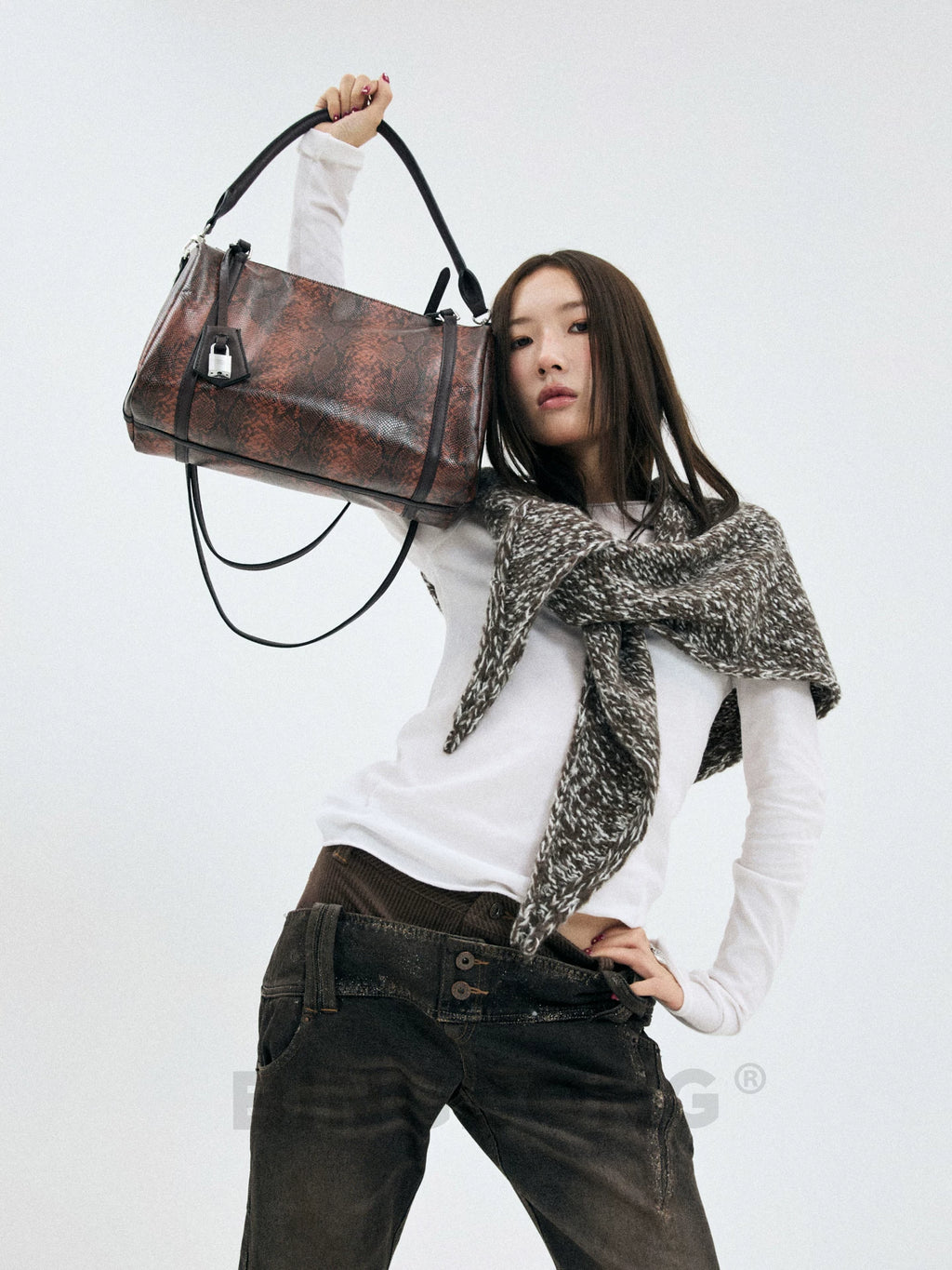BINGBONG Snake Pattern Large Capacity Armpit Bag