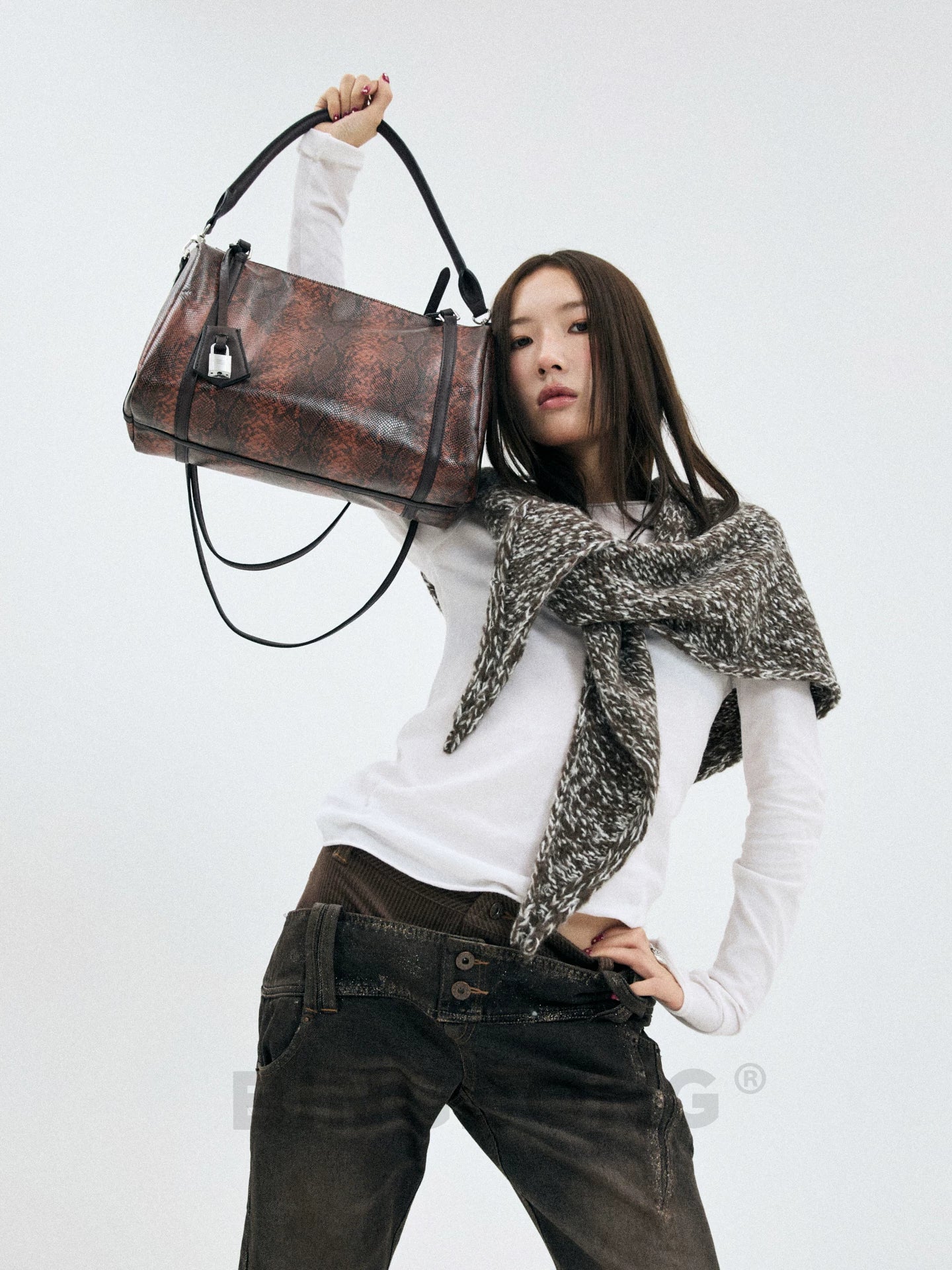 BINGBONG Snake Pattern Large Capacity Armpit Bag