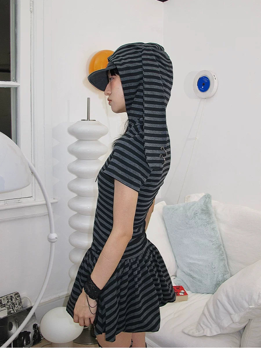 Enteralt Striped Stretch Waist Slim Dress