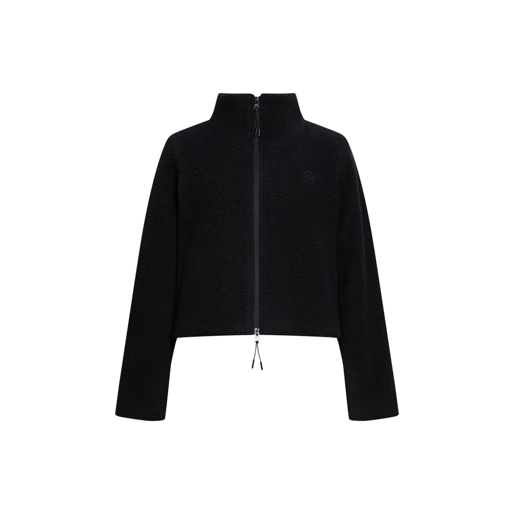 FUNKYFUN Short Fleece Stand-up Neck Zipper Jacket