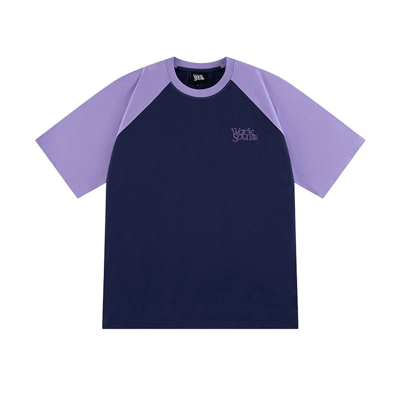 NICEBAD Contrasting Color Raglar Sleeve Embroidery Tee