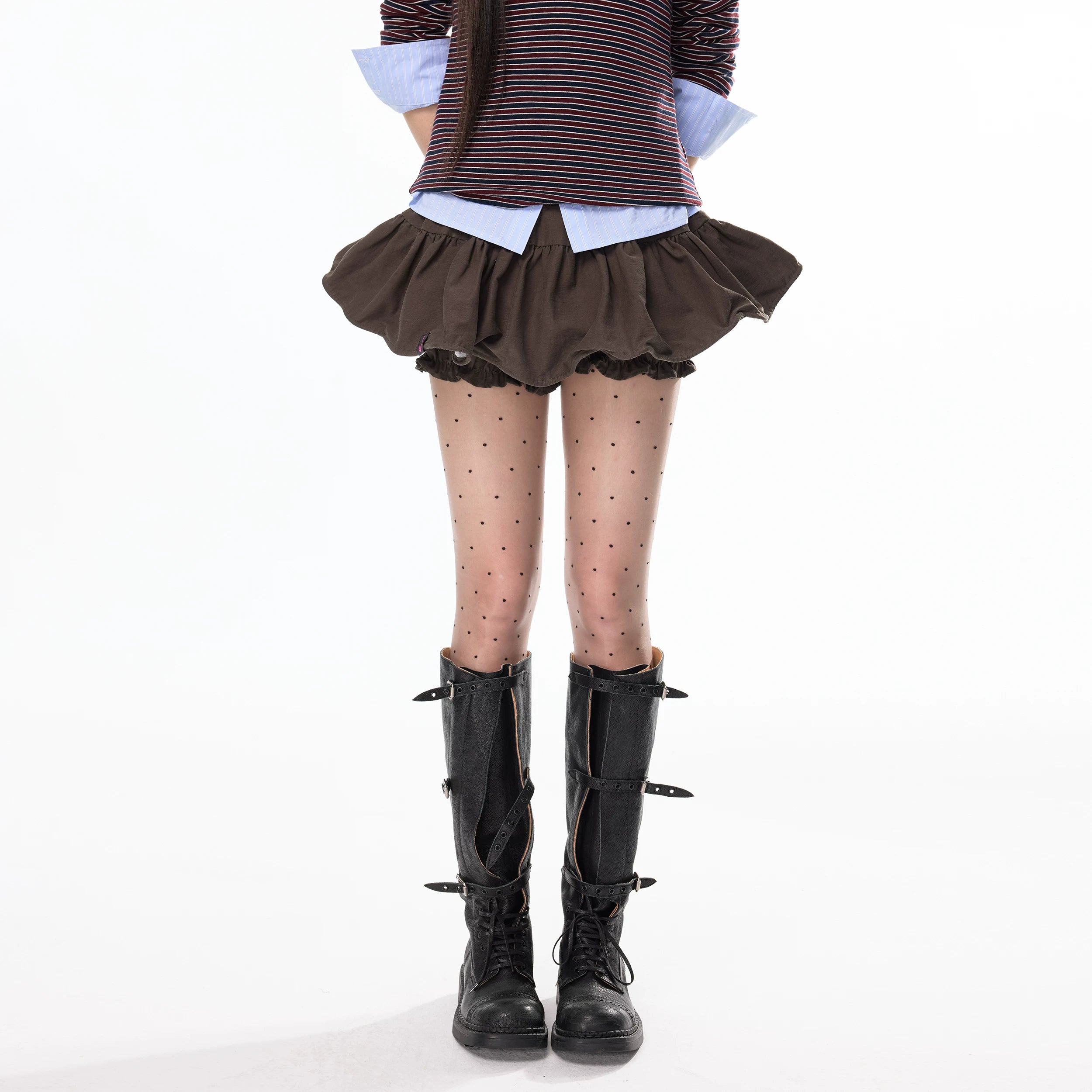 JIKOO Low Waist Pleated Bud Skirt