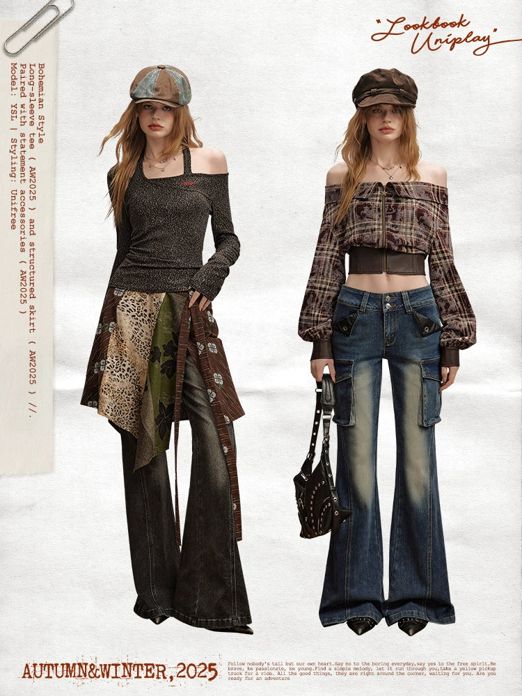 UNIFREE Low-rise Wide-leg Floor-mopping Trousers