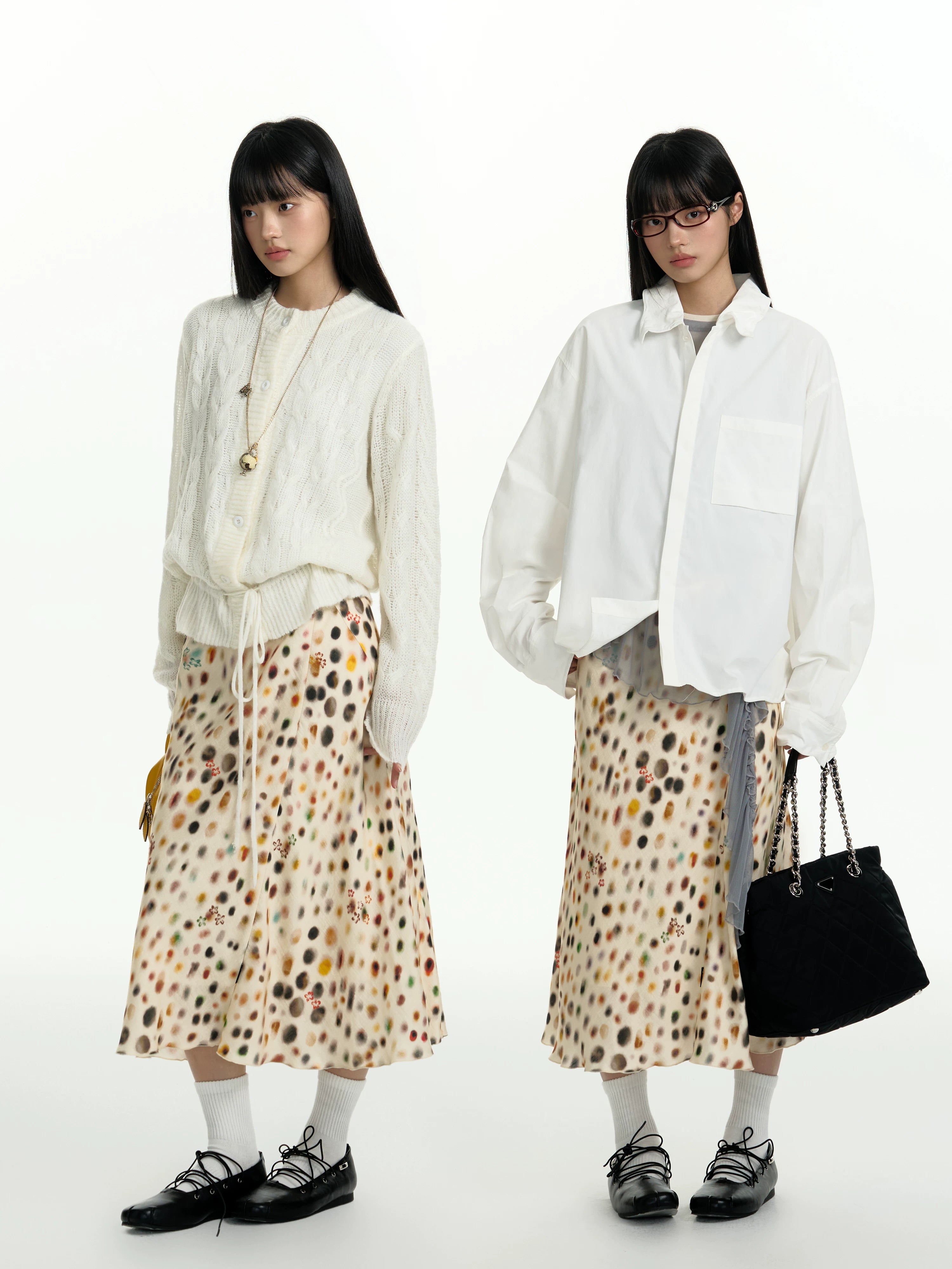 TGNS Spotted Floral Slimming Casual Skirt