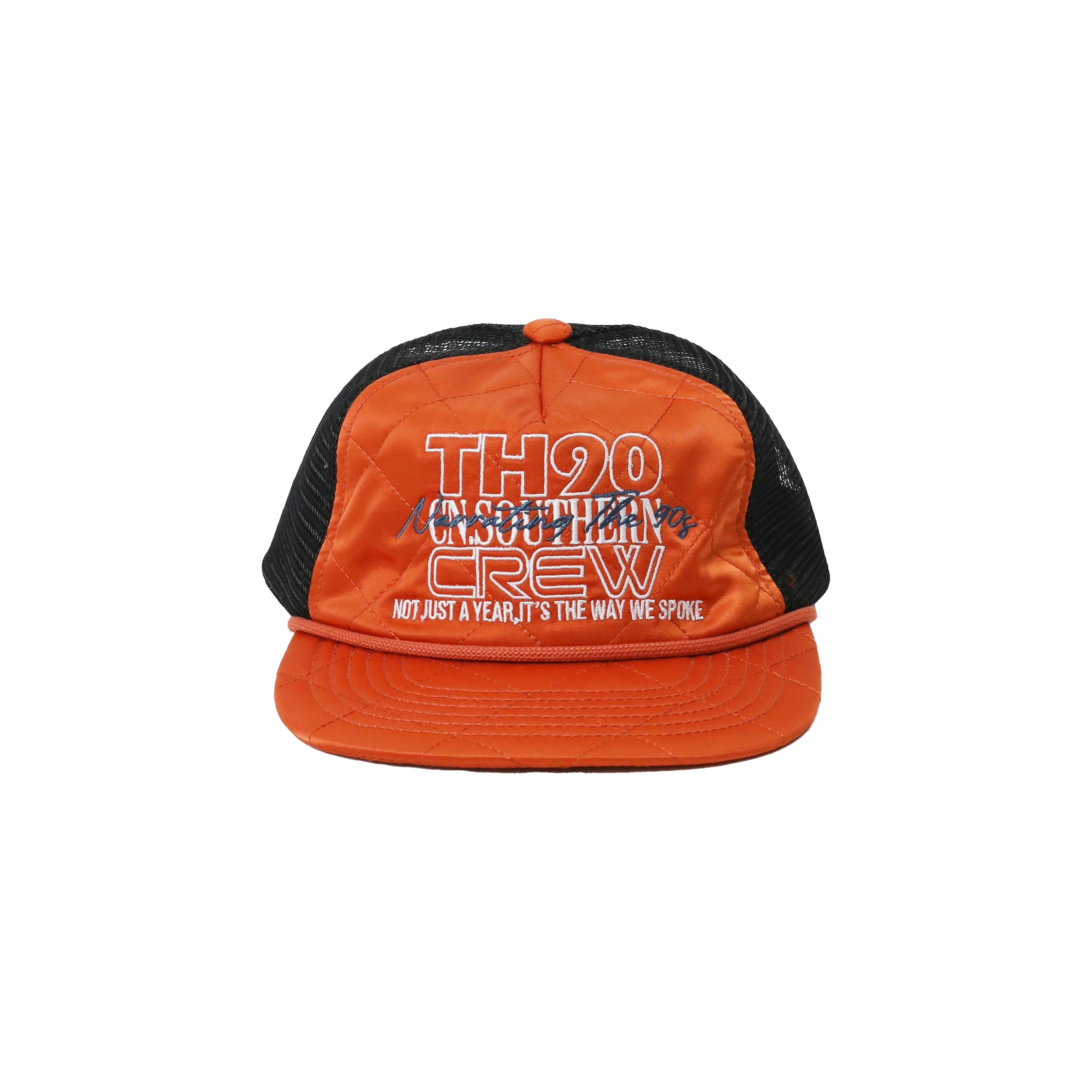 TH90CREW Satin Letter Printed Flat Rim Cap
