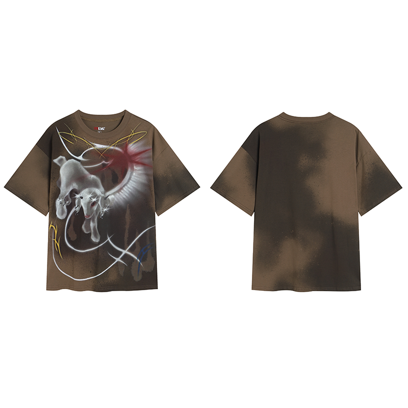 DND4DES Hand-painted Graffiti Inkjet Lamb Digital Printing Tee