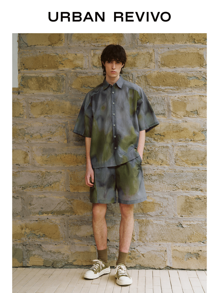 URBAN REVIVO Casual Contrast Super Loose Short Sleeve Cardigan Shirt